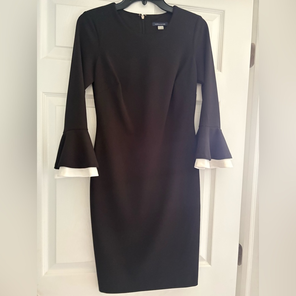 Tommy Hilfiger Black Dress with White Bell Sleeves